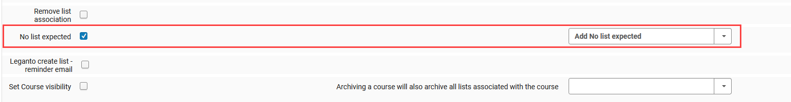 Course Bulk Update job - No list expected option.